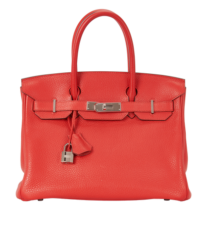 Birkin 30 in Rouge Tomato Clemence, front view